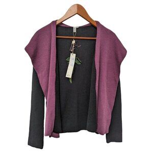 Simona Pelta Womens Black Plum Open Cardigan Sweater XL Made in ITALY